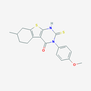 molecular formula C18H18N2O2S2 B431012 3-(4-methoxyphenyl)-7-methyl-2-sulfanyl-5,6,7,8-tetrahydro[1]benzothieno[2,3-d]pyrimidin-4(3H)-one 