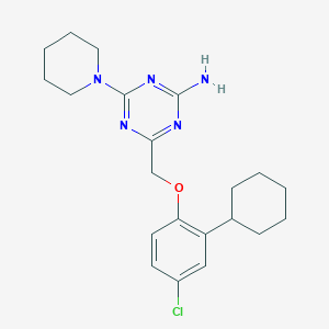 molecular formula C21H28ClN5O B4310144 4-[(4-CHLORO-2-CYCLOHEXYLPHENOXY)METHYL]-6-PIPERIDINO-1,3,5-TRIAZIN-2-AMINE 