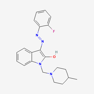 molecular formula C21H23FN4O B4310168 3-[(Z)-2-(2-FLUOROPHENYL)HYDRAZONO]-1-[(4-METHYLPIPERIDINO)METHYL]-1H-INDOL-2-ONE 