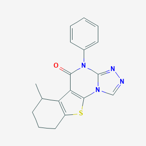 molecular formula C18H16N4OS B431019 6-methyl-4-phenyl-6,7,8,9-tetrahydro[1]benzothieno[3,2-e][1,2,4]triazolo[4,3-a]pyrimidin-5(4H)-one 