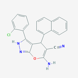 molecular formula C23H15ClN4O B431025 6-Amino-3-(2-chlorophenyl)-4-(1-naphthyl)-1,4-dihydropyrano[2,3-c]pyrazole-5-carbonitrile 