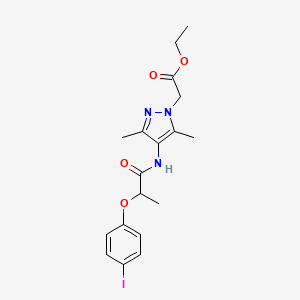 ETHYL 2-(4-{[2-(4-IODOPHENOXY)PROPANOYL]AMINO}-3,5-DIMETHYL-1H-PYRAZOL-1-YL)ACETATE