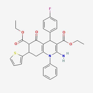 DIETHYL 2-AMINO-4-(4-FLUOROPHENYL)-5-OXO-1-PHENYL-7-(2-THIENYL)-1,4,5,6,7,8-HEXAHYDRO-3,6-QUINOLINEDICARBOXYLATE