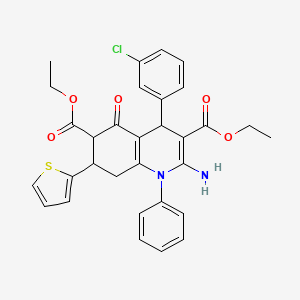 DIETHYL 2-AMINO-4-(3-CHLOROPHENYL)-5-OXO-1-PHENYL-7-(2-THIENYL)-1,4,5,6,7,8-HEXAHYDRO-3,6-QUINOLINEDICARBOXYLATE