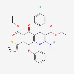 DIETHYL 2-AMINO-4-(4-CHLOROPHENYL)-1-(2-FLUOROPHENYL)-5-OXO-7-(2-THIENYL)-1,4,5,6,7,8-HEXAHYDRO-3,6-QUINOLINEDICARBOXYLATE