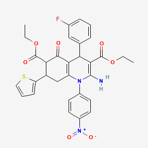 DIETHYL 2-AMINO-4-(3-FLUOROPHENYL)-1-(4-NITROPHENYL)-5-OXO-7-(2-THIENYL)-1,4,5,6,7,8-HEXAHYDRO-3,6-QUINOLINEDICARBOXYLATE