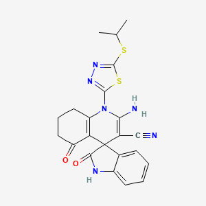 2'-amino-2,5'-dioxo-1'-[5-(propan-2-ylsulfanyl)-1,3,4-thiadiazol-2-yl]-1,2,5',6',7',8'-hexahydro-1'H-spiro[indole-3,4'-quinoline]-3'-carbonitrile