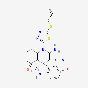 1'-[5-(ALLYLTHIO)-1,3,4-THIADIAZOL-2-YL]-2'-AMINO-5-FLUORO-2,5'-DIOXO-1,2,5',6',7',8'-HEXAHYDRO-1'{H}-SPIRO[INDOLE-3,4'-QUINOLINE]-3'-CARBONITRILE