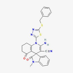 2'-amino-1'-[5-(benzylthio)-1,3,4-thiadiazol-2-yl]-1-methyl-2,5'-dioxo-1,2,5',6',7',8'-hexahydro-1'H-spiro[indole-3,4'-quinoline]-3'-carbonitrile