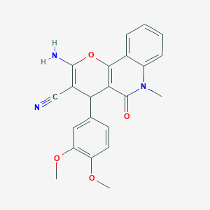 molecular formula C22H19N3O4 B4310435 2-amino-4-(3,4-dimethoxyphenyl)-6-methyl-5-oxo-5,6-dihydro-4H-pyrano[3,2-c]quinoline-3-carbonitrile 