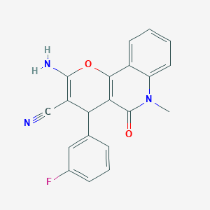 2-AMINO-4-(3-FLUOROPHENYL)-6-METHYL-5-OXO-4H,5H,6H-PYRANO[3,2-C]QUINOLINE-3-CARBONITRILE