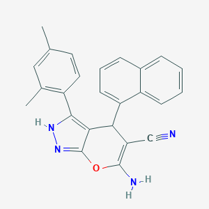 molecular formula C25H20N4O B431045 6-Amino-3-(2,4-dimethylphenyl)-4-(1-naphthyl)-1,4-dihydropyrano[2,3-c]pyrazole-5-carbonitrile 