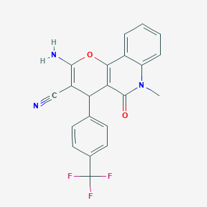 molecular formula C21H14F3N3O2 B4310455 2-amino-6-methyl-5-oxo-4-[4-(trifluoromethyl)phenyl]-5,6-dihydro-4H-pyrano[3,2-c]quinoline-3-carbonitrile 