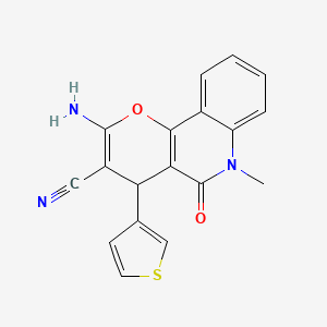 2-amino-6-methyl-5-oxo-4-(thiophen-3-yl)-5,6-dihydro-4H-pyrano[3,2-c]quinoline-3-carbonitrile