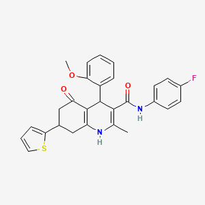 molecular formula C28H25FN2O3S B4310471 N-(4-FLUOROPHENYL)-4-(2-METHOXYPHENYL)-2-METHYL-5-OXO-7-(2-THIENYL)-1,4,5,6,7,8-HEXAHYDRO-3-QUINOLINECARBOXAMIDE 