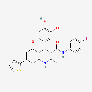 N-(4-FLUOROPHENYL)-4-(4-HYDROXY-3-METHOXYPHENYL)-2-METHYL-5-OXO-7-(2-THIENYL)-1,4,5,6,7,8-HEXAHYDRO-3-QUINOLINECARBOXAMIDE