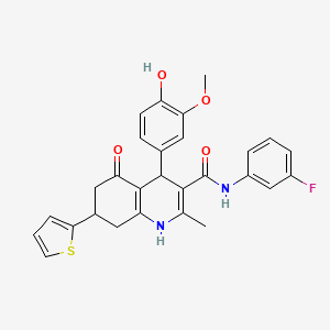 N-(3-FLUOROPHENYL)-4-(4-HYDROXY-3-METHOXYPHENYL)-2-METHYL-5-OXO-7-(2-THIENYL)-1,4,5,6,7,8-HEXAHYDRO-3-QUINOLINECARBOXAMIDE