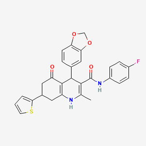 4-(1,3-BENZODIOXOL-5-YL)-N-(4-FLUOROPHENYL)-2-METHYL-5-OXO-7-(2-THIENYL)-1,4,5,6,7,8-HEXAHYDRO-3-QUINOLINECARBOXAMIDE