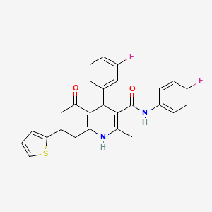 molecular formula C27H22F2N2O2S B4310488 4-(3-FLUOROPHENYL)-N-(4-FLUOROPHENYL)-2-METHYL-5-OXO-7-(2-THIENYL)-1,4,5,6,7,8-HEXAHYDRO-3-QUINOLINECARBOXAMIDE 