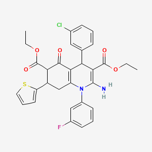 molecular formula C31H28ClFN2O5S B4310514 DIETHYL 2-AMINO-4-(3-CHLOROPHENYL)-1-(3-FLUOROPHENYL)-5-OXO-7-(2-THIENYL)-1,4,5,6,7,8-HEXAHYDRO-3,6-QUINOLINEDICARBOXYLATE 