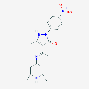 molecular formula C21H29N5O3 B431052 (4E)-5-methyl-2-(4-nitrophenyl)-4-{1-[(2,2,6,6-tetramethylpiperidin-4-yl)amino]ethylidene}-2,4-dihydro-3H-pyrazol-3-one CAS No. 428836-24-2