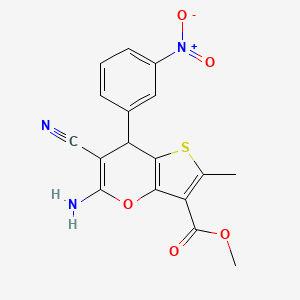 methyl 5-amino-6-cyano-2-methyl-7-(3-nitrophenyl)-7H-thieno[3,2-b]pyran-3-carboxylate