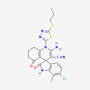 2'-amino-6-chloro-7-methyl-2,5'-dioxo-1'-[5-(propylthio)-1,3,4-thiadiazol-2-yl]-1,2,5',6',7',8'-hexahydro-1'H-spiro[indole-3,4'-quinoline]-3'-carbonitrile