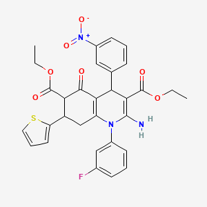 molecular formula C31H28FN3O7S B4310555 DIETHYL 2-AMINO-1-(3-FLUOROPHENYL)-4-(3-NITROPHENYL)-5-OXO-7-(2-THIENYL)-1,4,5,6,7,8-HEXAHYDRO-3,6-QUINOLINEDICARBOXYLATE 