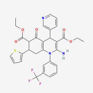 DIETHYL 2-AMINO-5-OXO-4-(3-PYRIDYL)-7-(2-THIENYL)-1-[3-(TRIFLUOROMETHYL)PHENYL]-1,4,5,6,7,8-HEXAHYDRO-3,6-QUINOLINEDICARBOXYLATE