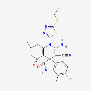 2'-amino-6-chloro-1'-[5-(ethylthio)-1,3,4-thiadiazol-2-yl]-7,7',7'-trimethyl-2,5'-dioxo-1,2,5',6',7',8'-hexahydro-1'H-spiro[indole-3,4'-quinoline]-3'-carbonitrile