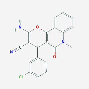 2-amino-4-(3-chlorophenyl)-6-methyl-5-oxo-5,6-dihydro-4H-pyrano[3,2-c]quinoline-3-carbonitrile