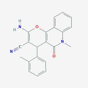 2-AMINO-6-METHYL-4-(2-METHYLPHENYL)-5-OXO-4H,5H,6H-PYRANO[3,2-C]QUINOLINE-3-CARBONITRILE