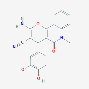 2-amino-4-(4-hydroxy-3-methoxyphenyl)-6-methyl-5-oxo-5,6-dihydro-4H-pyrano[3,2-c]quinoline-3-carbonitrile