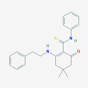 molecular formula C23H26N2OS B431061 4,4-dimethyl-6-oxo-N-phenyl-2-[(2-phenylethyl)amino]cyclohex-1-ene-1-carbothioamide 