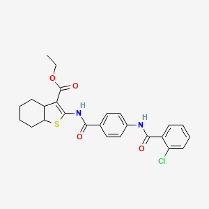 molecular formula C25H25ClN2O4S B4310672 ethyl 2-({4-[(2-chlorobenzoyl)amino]benzoyl}amino)-3a,4,5,6,7,7a-hexahydro-1-benzothiophene-3-carboxylate 