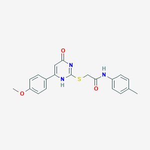 molecular formula C20H19N3O3S B431071 2-[[6-(4-methoxyphenyl)-4-oxo-1H-pyrimidin-2-yl]sulfanyl]-N-(4-methylphenyl)acetamide 
