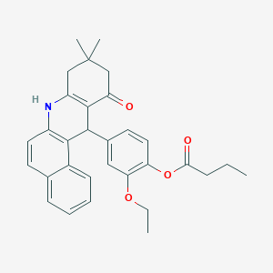 4-(3,3-DIMETHYL-1-OXO-1,2,3,4,5,12-HEXAHYDRO-5-AZATETRAPHEN-12-YL)-2-ETHOXYPHENYL BUTANOATE