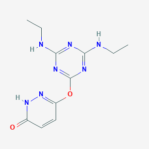 molecular formula C11H15N7O2 B431073 6-(4,6-Bis-ethylamino-[1,3,5]triazin-2-yloxy)-pyridazin-3-ol CAS No. 441742-75-2