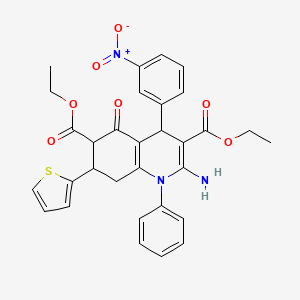 molecular formula C31H29N3O7S B4310759 DIETHYL 2-AMINO-4-(3-NITROPHENYL)-5-OXO-1-PHENYL-7-(2-THIENYL)-1,4,5,6,7,8-HEXAHYDRO-3,6-QUINOLINEDICARBOXYLATE 