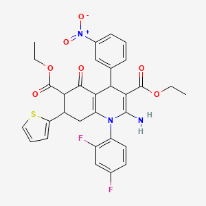 molecular formula C31H27F2N3O7S B4310761 DIETHYL 2-AMINO-1-(2,4-DIFLUOROPHENYL)-4-(3-NITROPHENYL)-5-OXO-7-(2-THIENYL)-1,4,5,6,7,8-HEXAHYDRO-3,6-QUINOLINEDICARBOXYLATE 