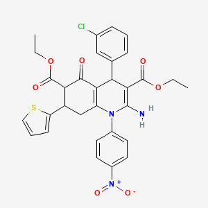 DIETHYL 2-AMINO-4-(3-CHLOROPHENYL)-1-(4-NITROPHENYL)-5-OXO-7-(2-THIENYL)-1,4,5,6,7,8-HEXAHYDRO-3,6-QUINOLINEDICARBOXYLATE