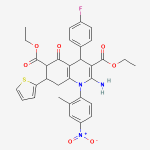 DIETHYL 2-AMINO-4-(4-FLUOROPHENYL)-1-(2-METHYL-4-NITROPHENYL)-5-OXO-7-(2-THIENYL)-1,4,5,6,7,8-HEXAHYDRO-3,6-QUINOLINEDICARBOXYLATE