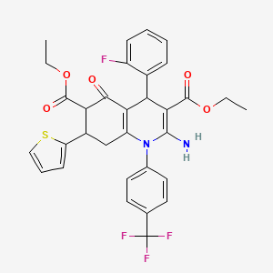 DIETHYL 2-AMINO-4-(2-FLUOROPHENYL)-5-OXO-7-(2-THIENYL)-1-[4-(TRIFLUOROMETHYL)PHENYL]-1,4,5,6,7,8-HEXAHYDRO-3,6-QUINOLINEDICARBOXYLATE