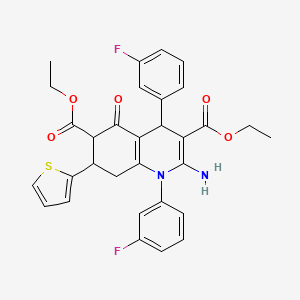 DIETHYL 2-AMINO-1,4-BIS(3-FLUOROPHENYL)-5-OXO-7-(2-THIENYL)-1,4,5,6,7,8-HEXAHYDRO-3,6-QUINOLINEDICARBOXYLATE