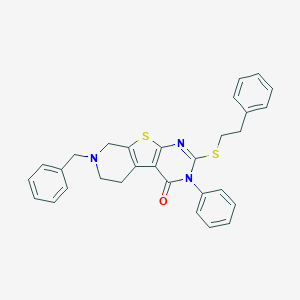 molecular formula C30H27N3OS2 B431081 7-benzyl-3-phenyl-2-[(2-phenylethyl)sulfanyl]-5,6,7,8-tetrahydropyrido[4',3':4,5]thieno[2,3-d]pyrimidin-4(3H)-one 