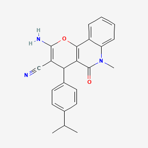 2-amino-6-methyl-5-oxo-4-[4-(propan-2-yl)phenyl]-5,6-dihydro-4H-pyrano[3,2-c]quinoline-3-carbonitrile