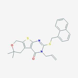 molecular formula C25H24N2O2S2 B431087 3-allyl-6,6-dimethyl-2-[(1-naphthylmethyl)sulfanyl]-3,5,6,8-tetrahydro-4H-pyrano[4',3':4,5]thieno[2,3-d]pyrimidin-4-one 