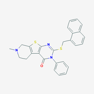 molecular formula C27H23N3OS2 B431089 7-methyl-2-[(1-naphthylmethyl)sulfanyl]-3-phenyl-5,6,7,8-tetrahydropyrido[4',3':4,5]thieno[2,3-d]pyrimidin-4(3H)-one 