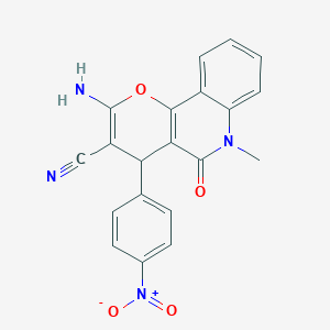 2-amino-6-methyl-4-(4-nitrophenyl)-5-oxo-5,6-dihydro-4H-pyrano[3,2-c]quinoline-3-carbonitrile