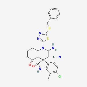 molecular formula C27H21ClN6O2S2 B4310974 2'-amino-1'-[5-(benzylthio)-1,3,4-thiadiazol-2-yl]-6-chloro-7-methyl-2,5'-dioxo-1,2,5',6',7',8'-hexahydro-1'H-spiro[indole-3,4'-quinoline]-3'-carbonitrile 